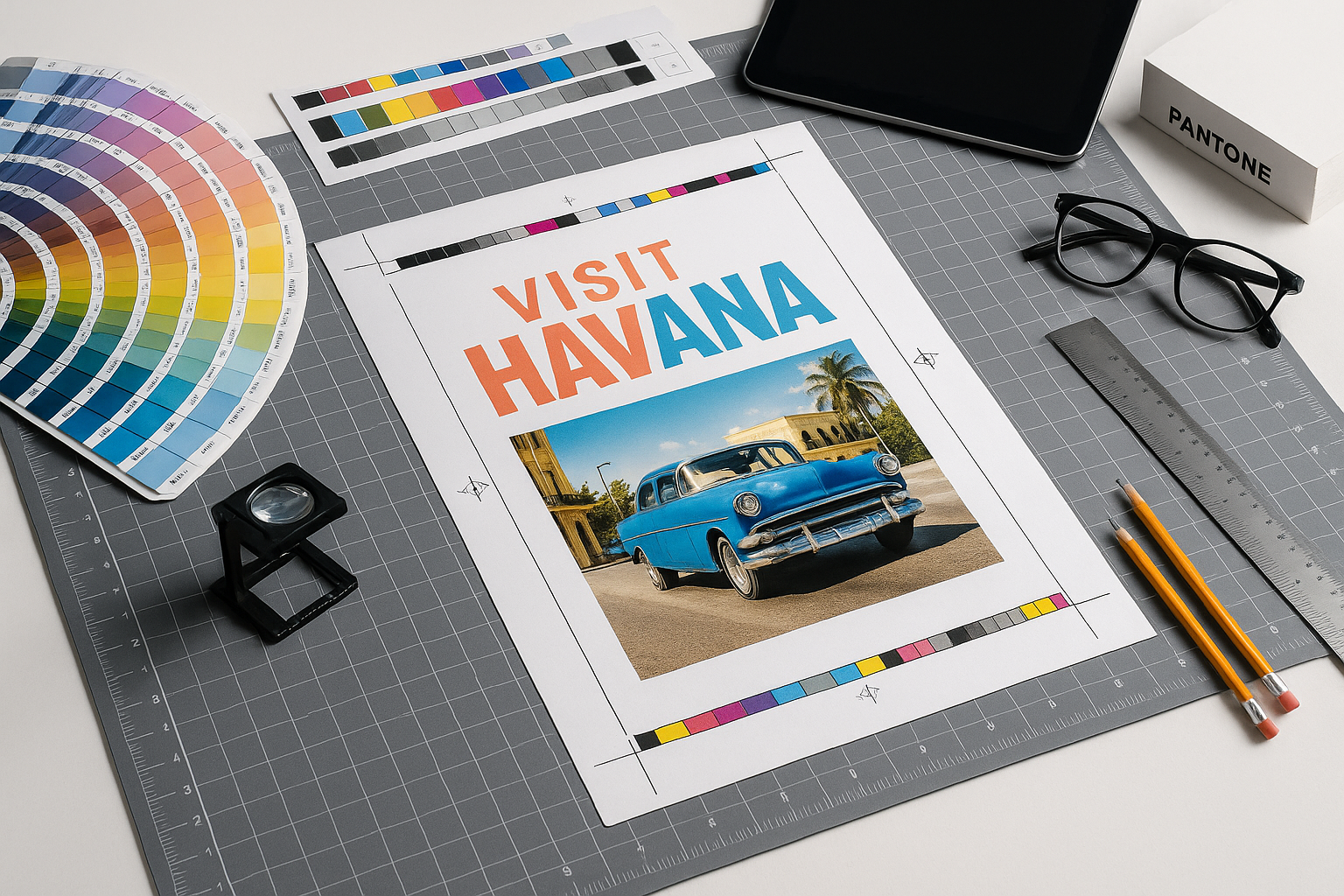 Робоче місце препрес-спеціаліста з кольоропробою та шкалами